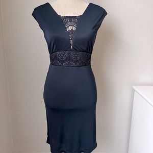 NWOT Forever 21 navy blue and lace gown size s